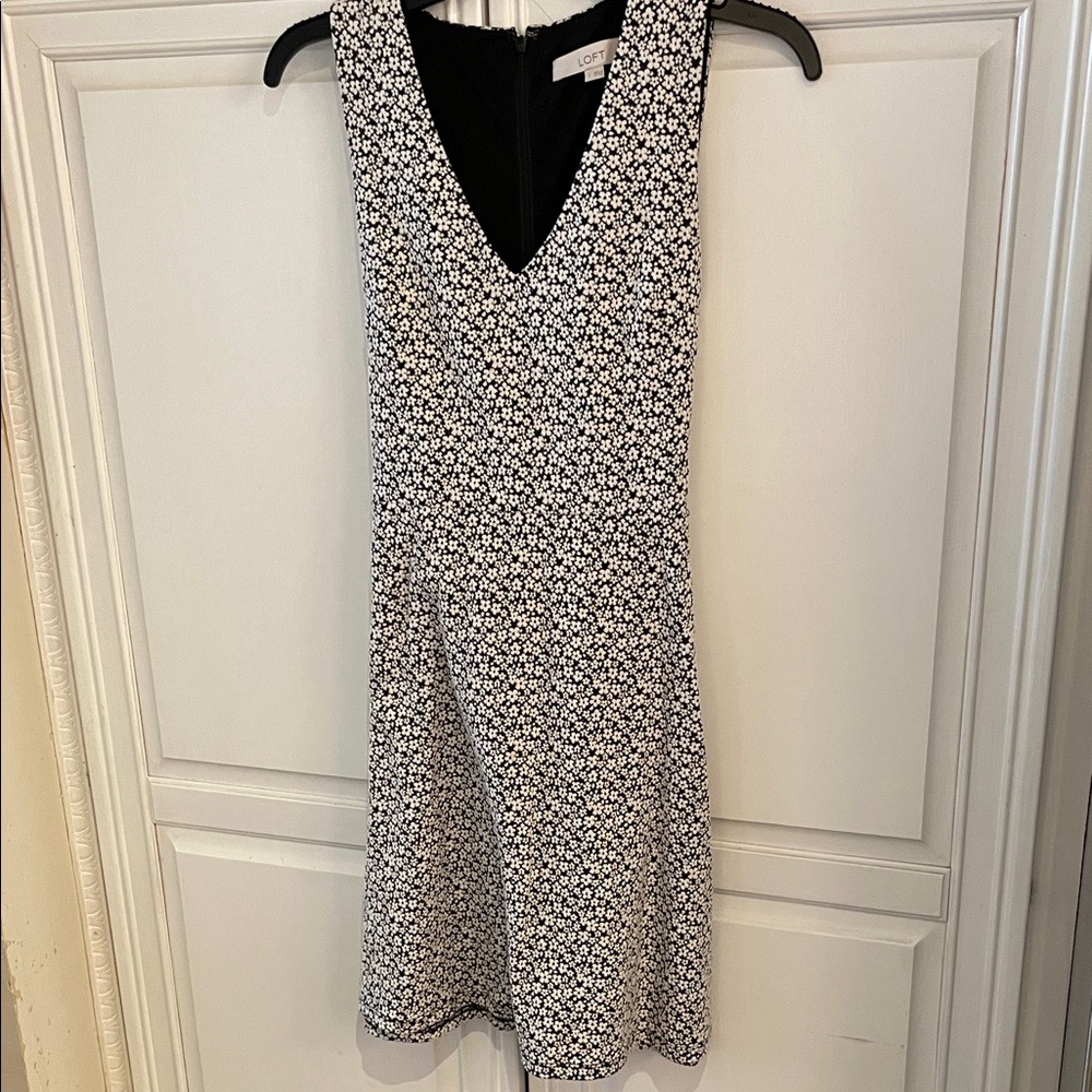 LOFT Black and White Floral Mini Dress